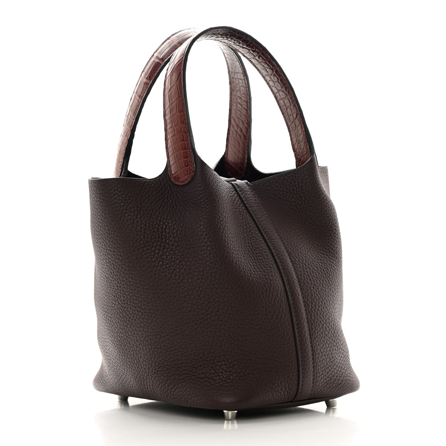 Hermes Taurillon Clemence Matte Alligator Picotin Lock Touch 18 PM Rouge Sellier Bourgogne 3 of 11