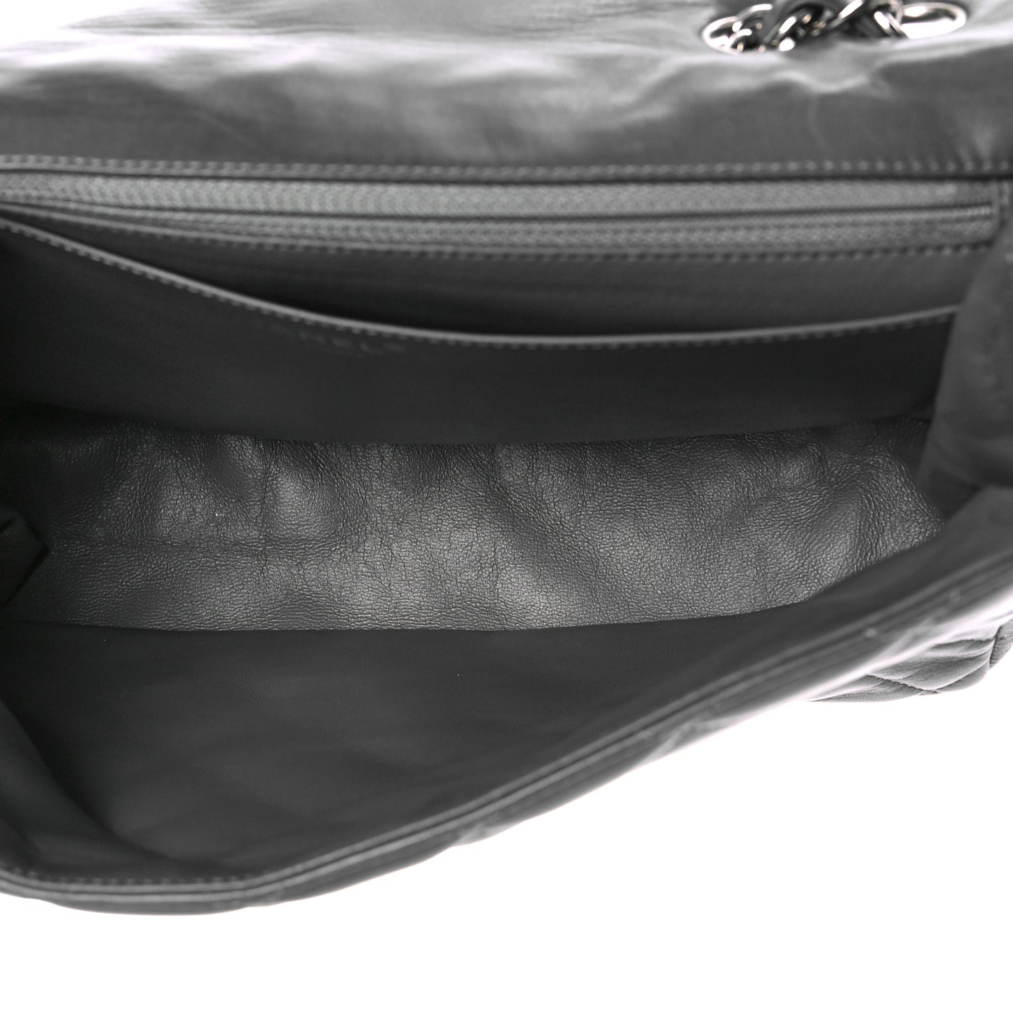 Lambskin Quilted Jumbo Single Flap Grey