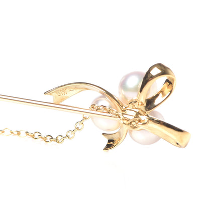 Mikimoto 18K Yellow Gold Akoya Pearl 5.5mm Stick Pin Brooch 4 of 5