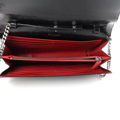 Saint Laurent Ribbed Calfskin Opium Monogram Chain Wallet Black 5 of 9