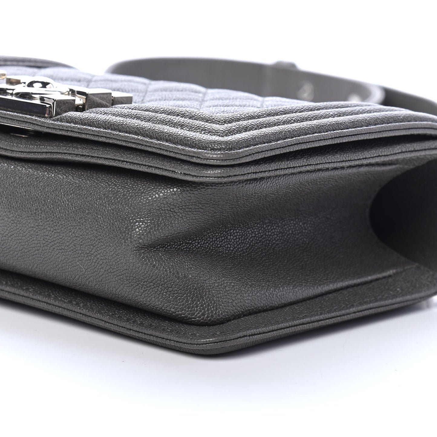 Caviar Quilted Small Boy Flap Grey