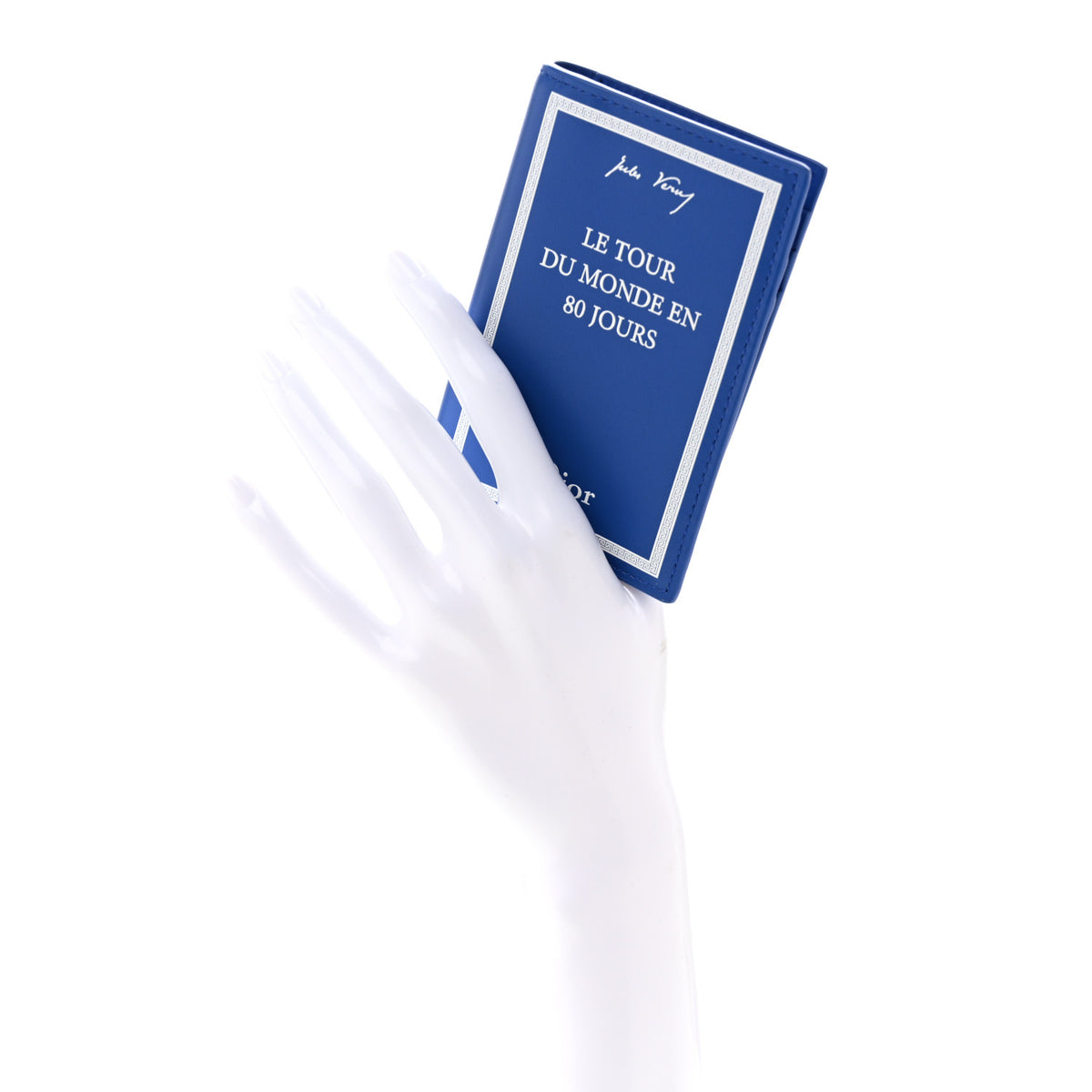 Calfskin Cover Bi-Fold Card Holder Blue White