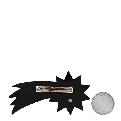 Chanel Glittered Resin Strass Shooting Star Brooch Black Purple Green 2 of 5