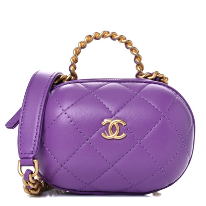 Chanel Lambskin Quilted CC Bubble Vanity Case With Chain Purple 1 of 9
