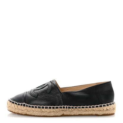 Chanel Lambskin CC Espadrilles 38 Black 1 of 10