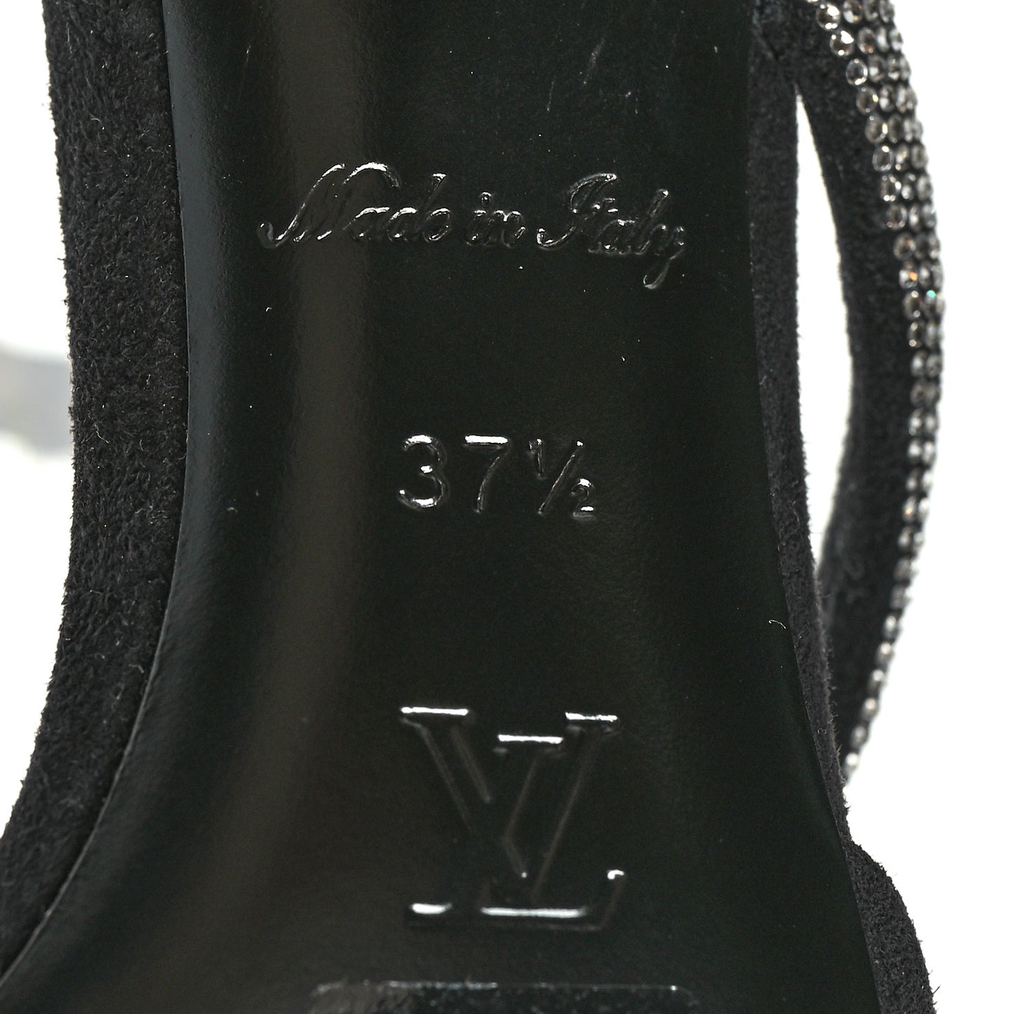 Suede Goat Rhinestone Appeal Sandals 37.5 Black