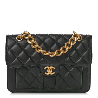 Chanel Aged Calfskin Quilted Large Double You Flap Black 1 of 9