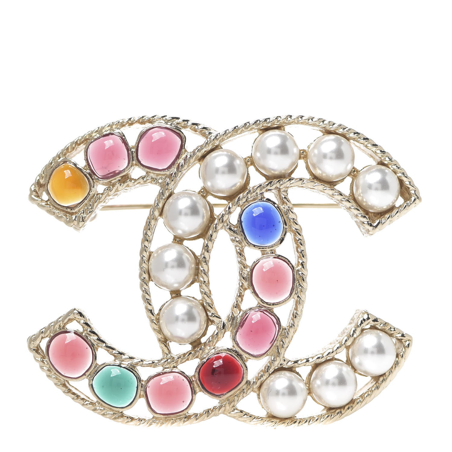 Chanel Pearl Gripiox CC Brooch Multicolor Light Gold 1 of 3