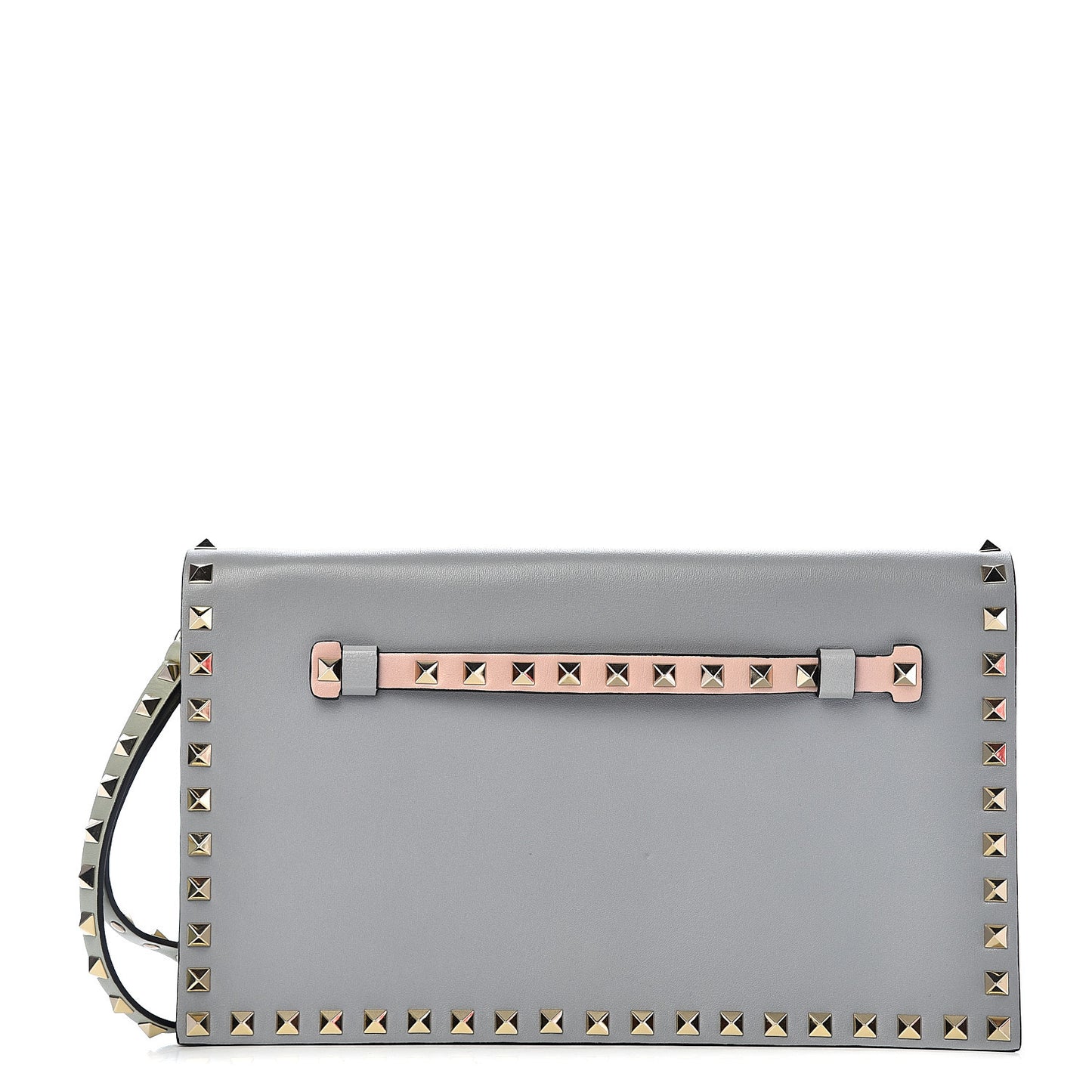 Nappa Watercolor Rockstud Wristlet Clutch Rose Green Yellow Sky