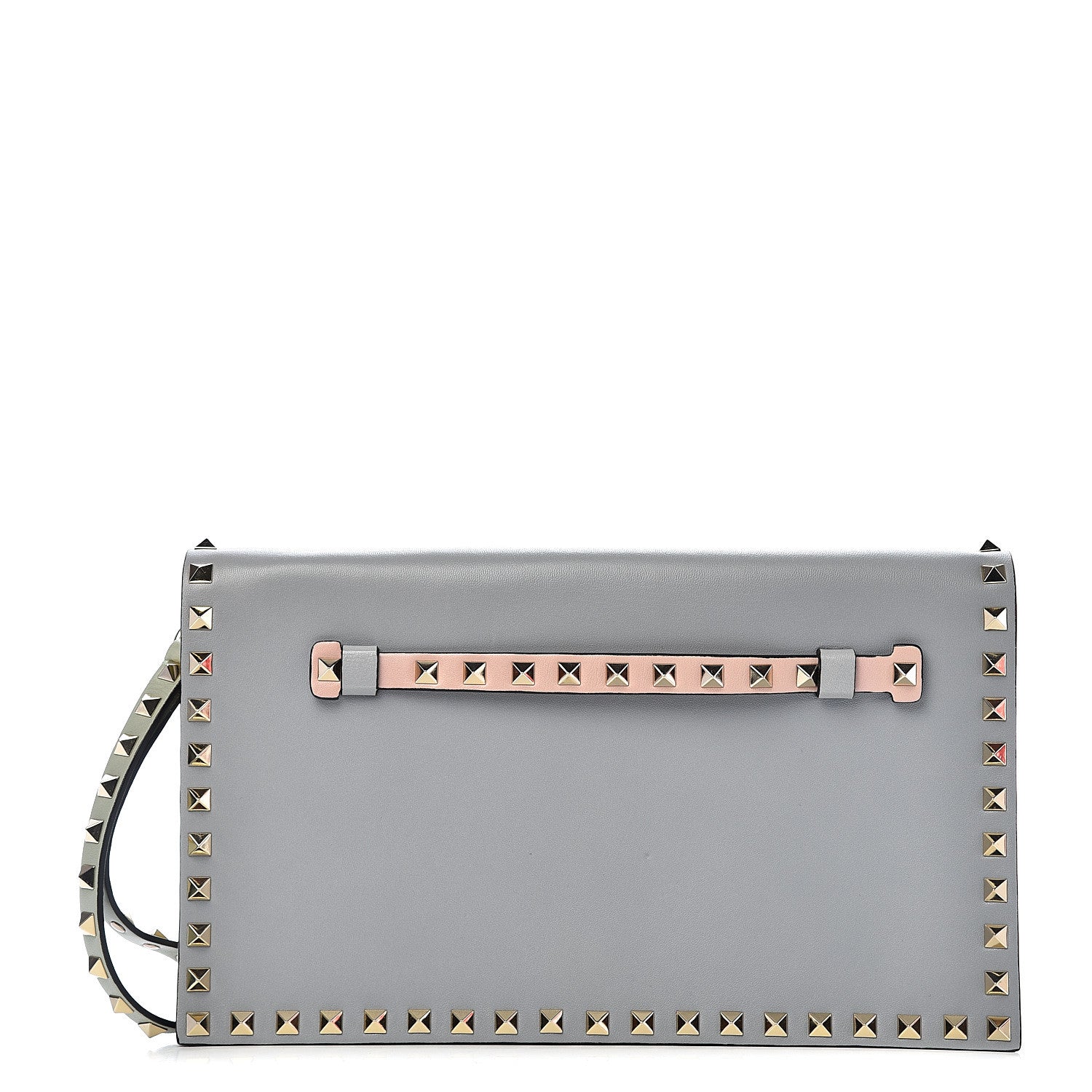 Valentino Garavani Nappa Watercolor Rockstud Wristlet Clutch Rose Green Yellow Sky 1 of 8