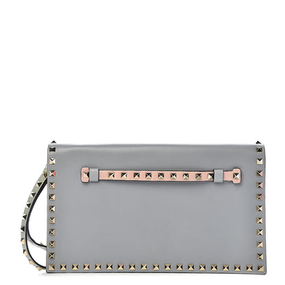Valentino Garavani Nappa Watercolor Rockstud Wristlet Clutch Rose Green Yellow Sky 1 of 8