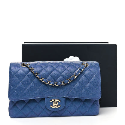 Chanel Iridescent Caviar Quilted Medium Double Flap Dark Blue 11 of 11