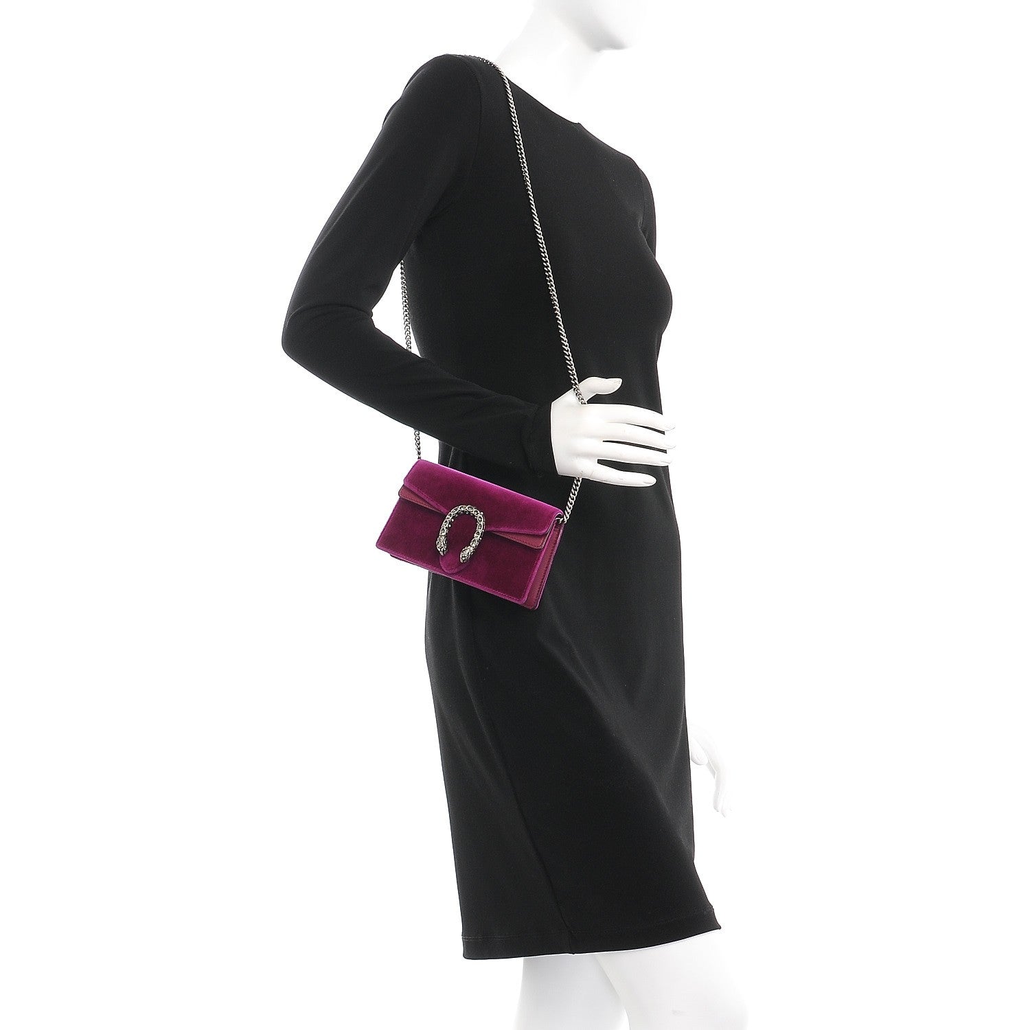 Gucci Velvet Super Mini Dionysus Shoulder Bag Fuchsia Violet Cyclamen 3 of 8