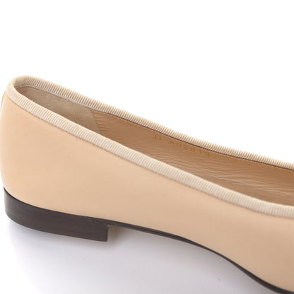 Chanel Lambskin Cap Toe CC Ballerina Flats 36 Beige Black 8 of 8