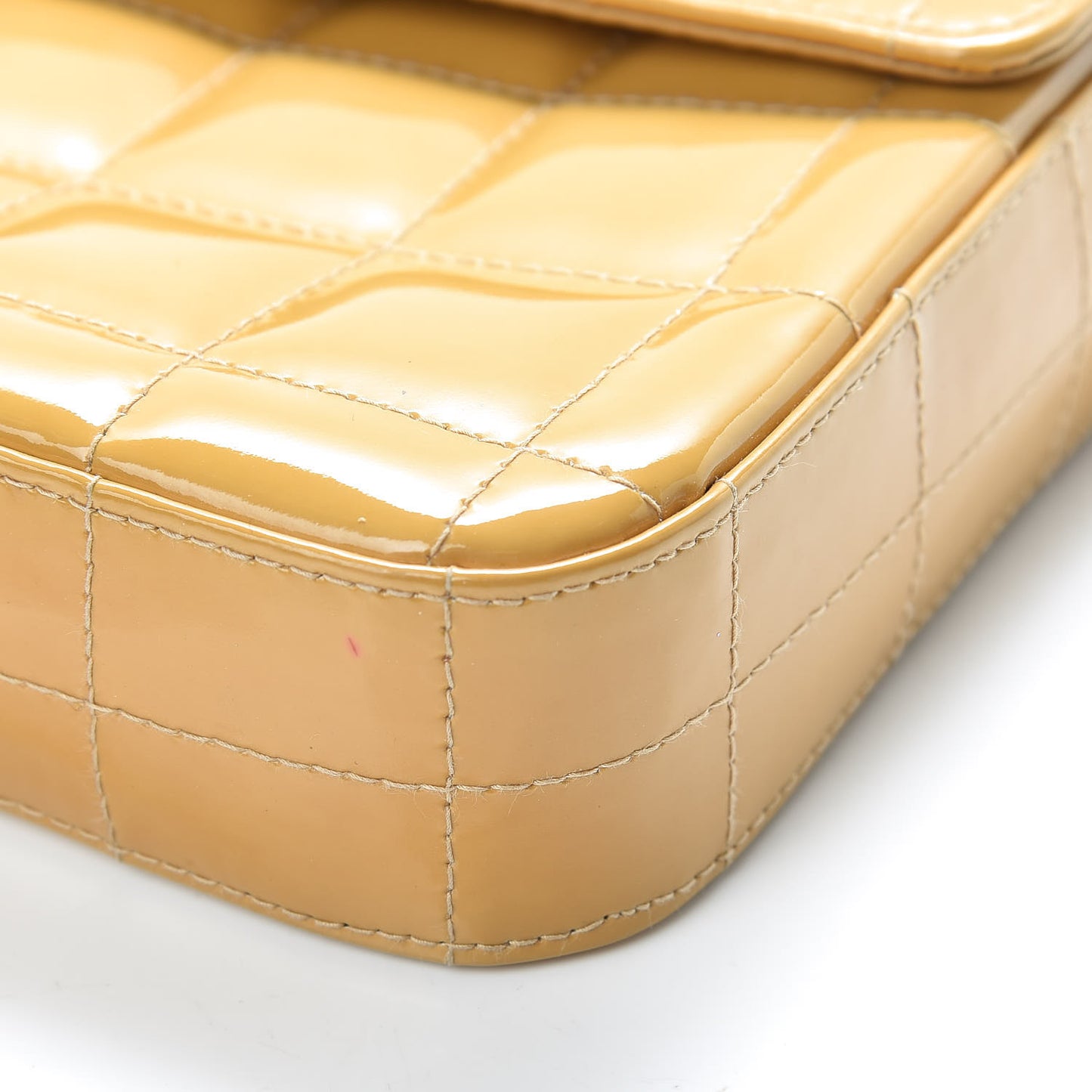 Patent East West Chocolate Bar Flap Beige