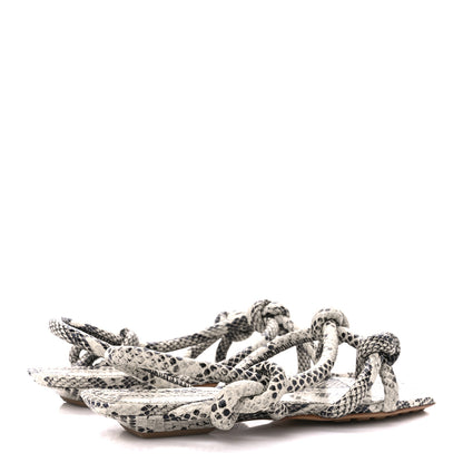 Bottega Veneta Calfskin Knotted Python Print Jimbo Flat Sandals 40 White 4 of 7