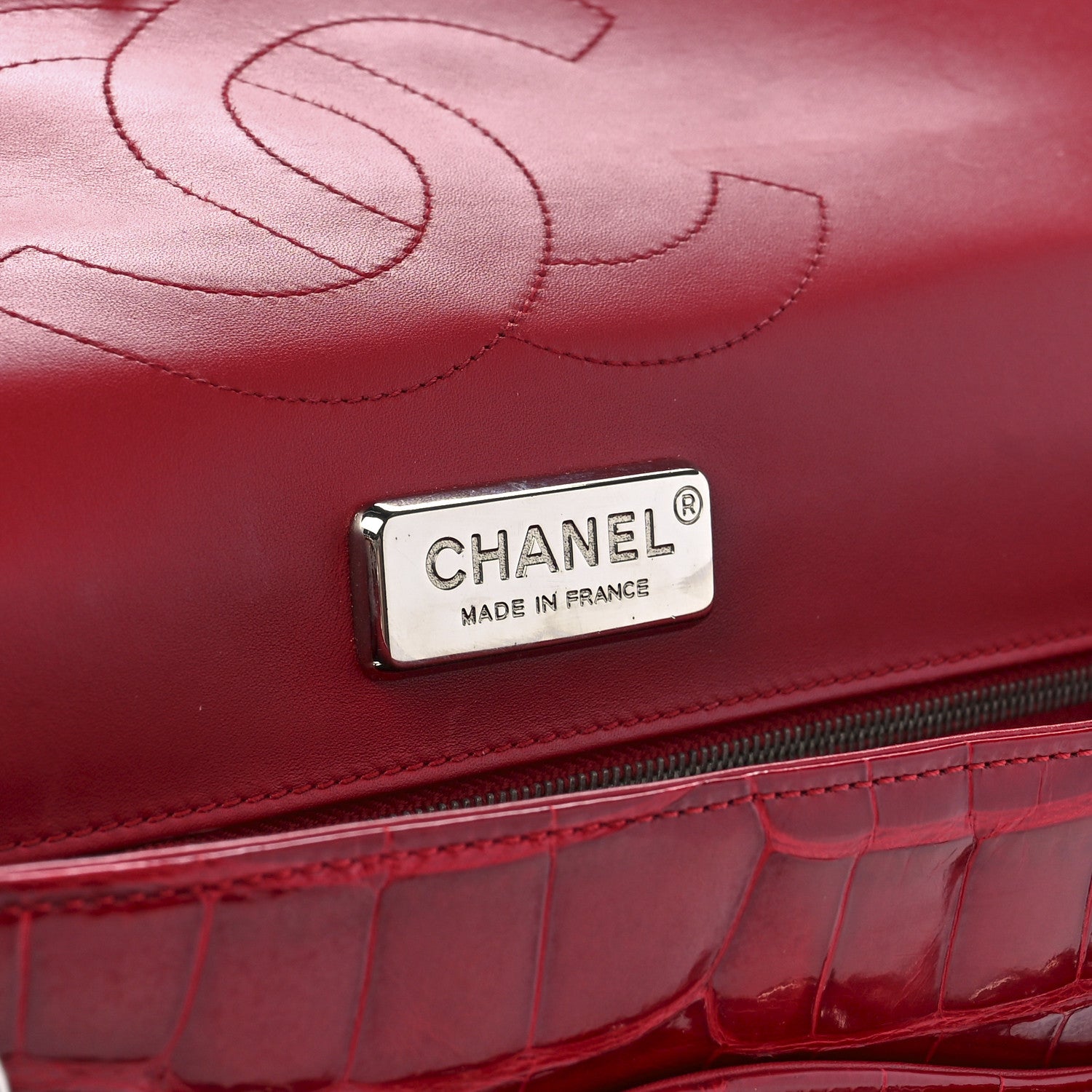 Chanel Alligator Jumbo Double Flap Red 6 of 12