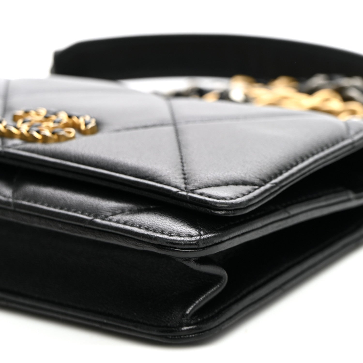 Chanel Lambskin Quilted Chanel 19 Wallet On Chain WOC Black 11 of 12