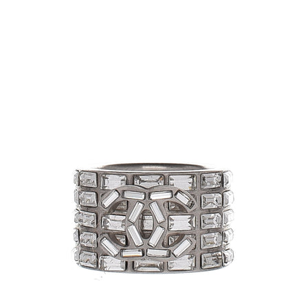 Chanel Crystal Baguette CC Ring 7 Silver 1 of 5