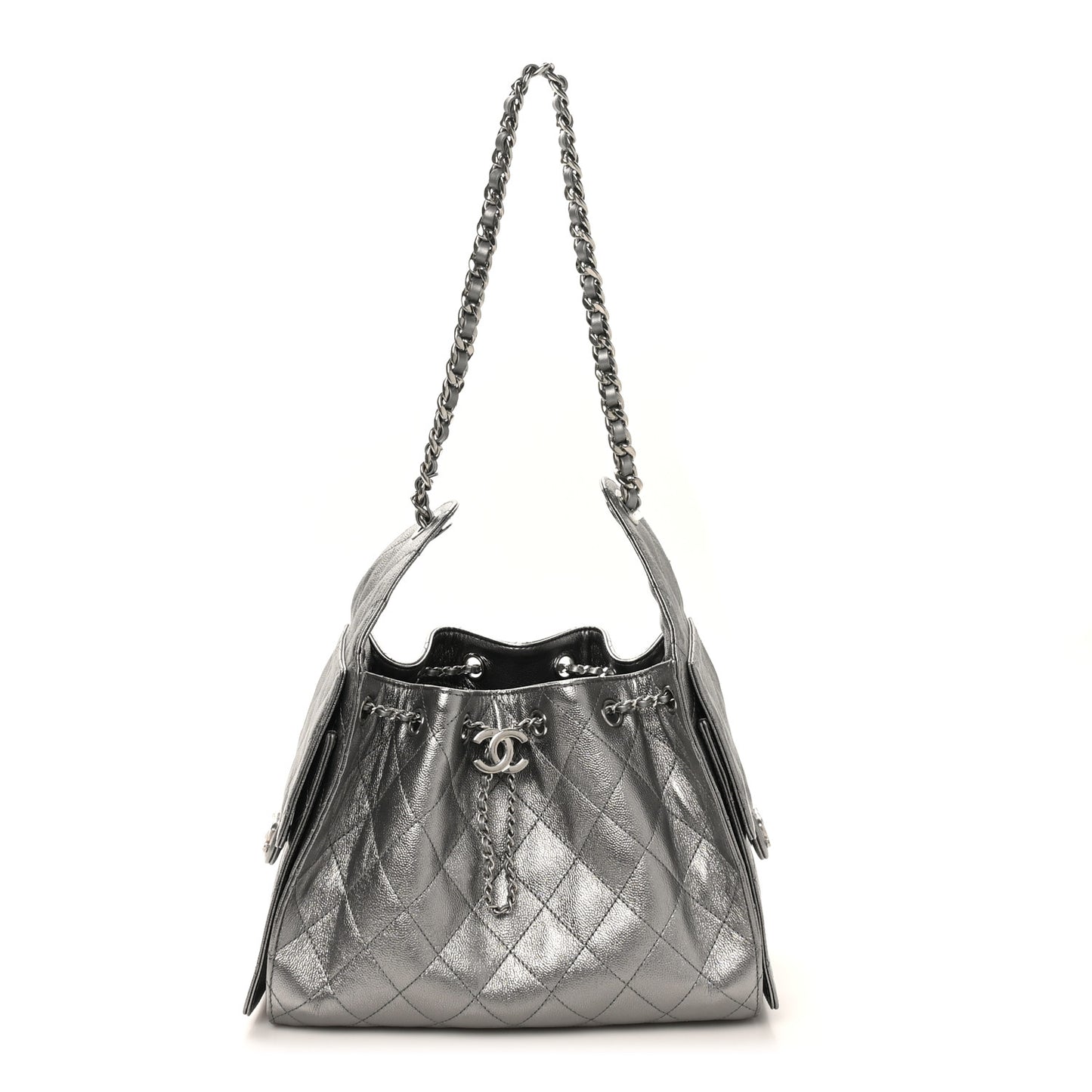 Metallic Caviar Quilted Small Chanel 25 Handbag Anthracite