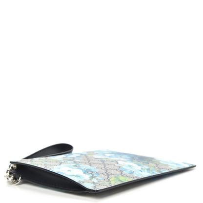 Gucci GG Supreme Monogram Blooms Small Zip Wristlet Pouch Beige Blue Black 4 of 6