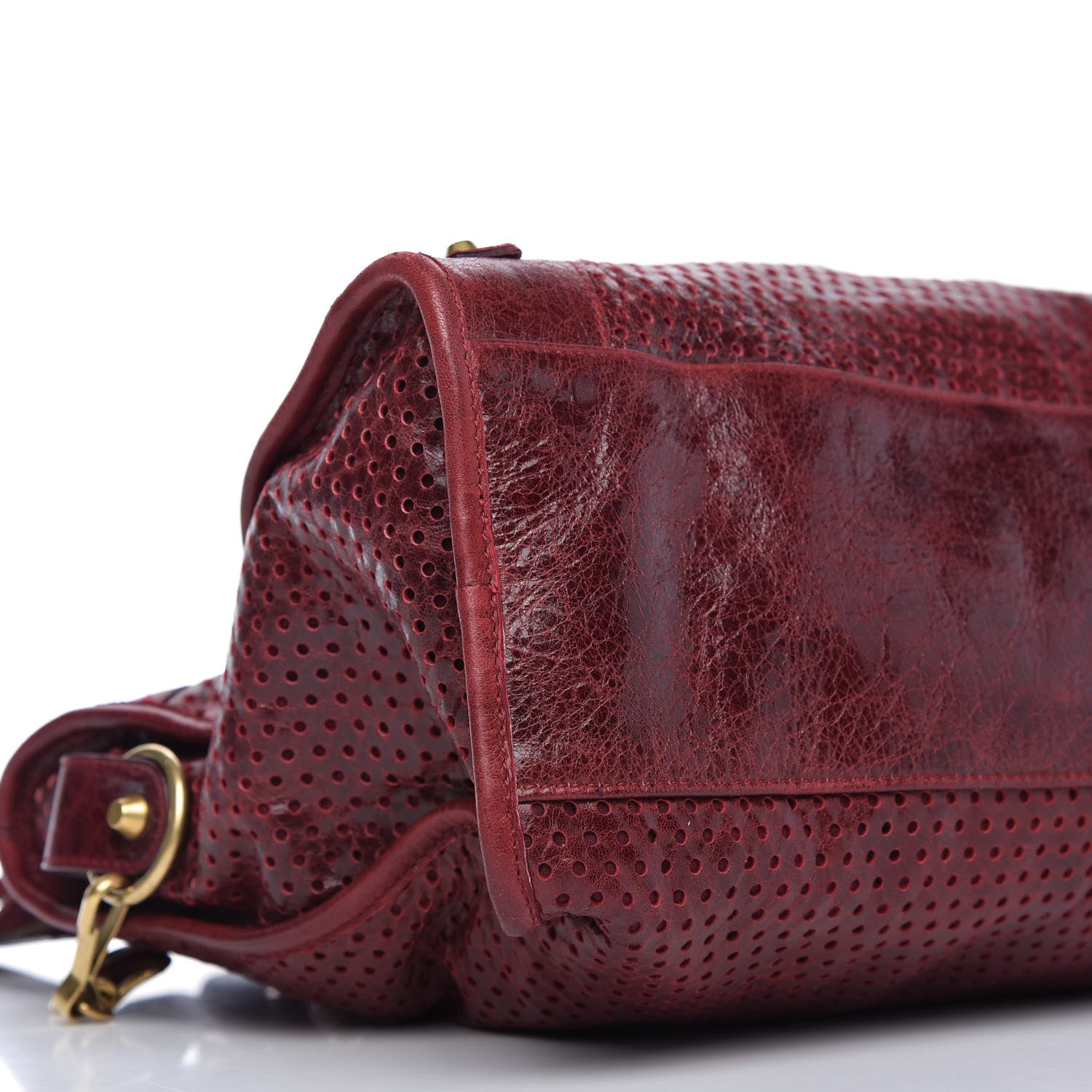 Balenciaga Agneau Laser Cut Cross Classic Gold Hardware City Rouge Lie De Vin 6 of 9