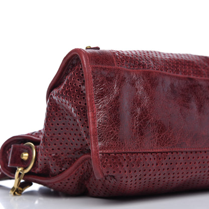Balenciaga Agneau Laser Cut Cross Classic Gold Hardware City Rouge Lie De Vin 6 of 9