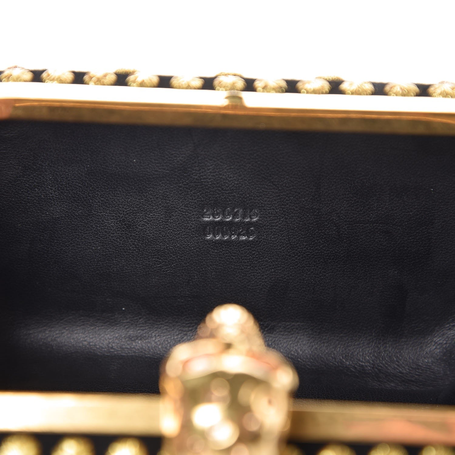 Alexander McQueen Embroidered Skull Box Clutch Black Gold 6 of 7