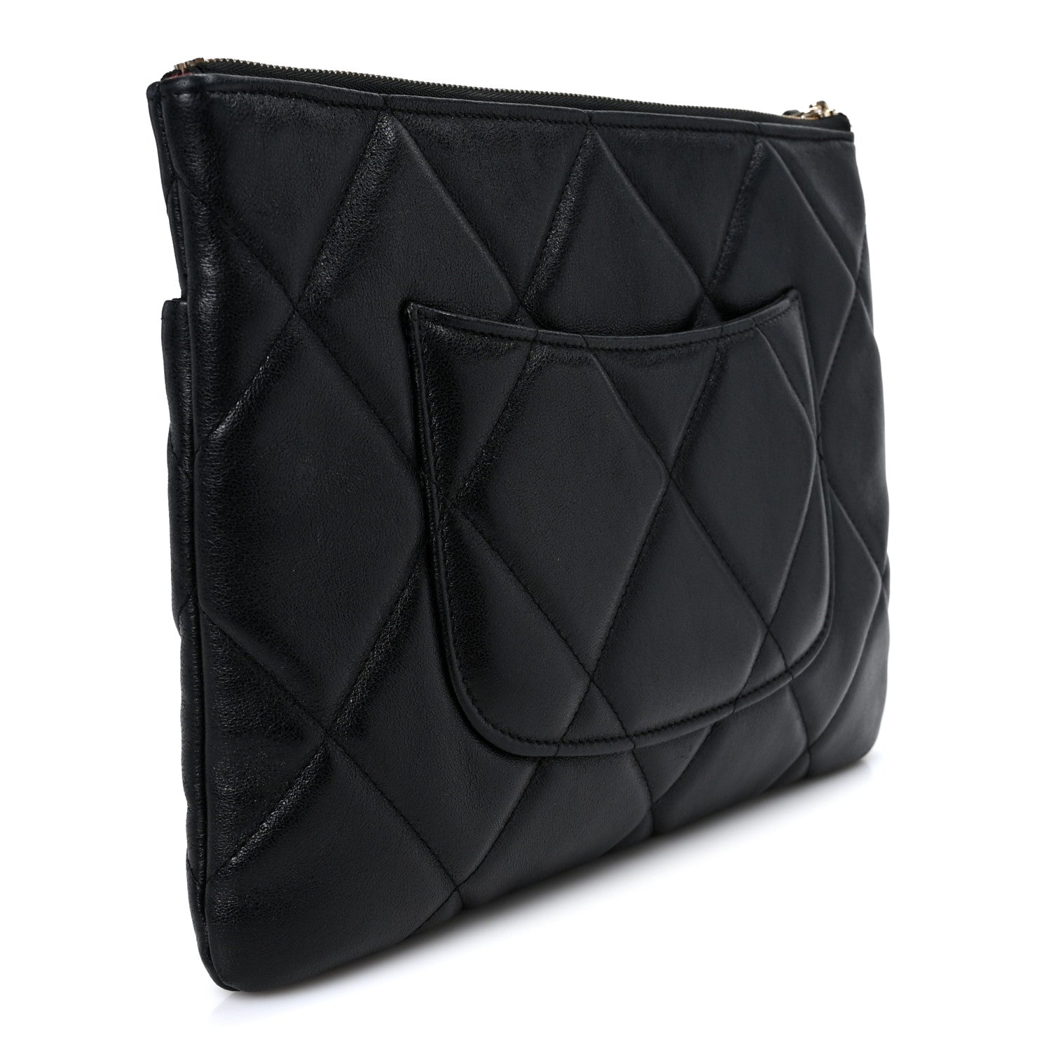 Chanel Goatskin Quilted Chanel 19 Pouch Black 3 of 9