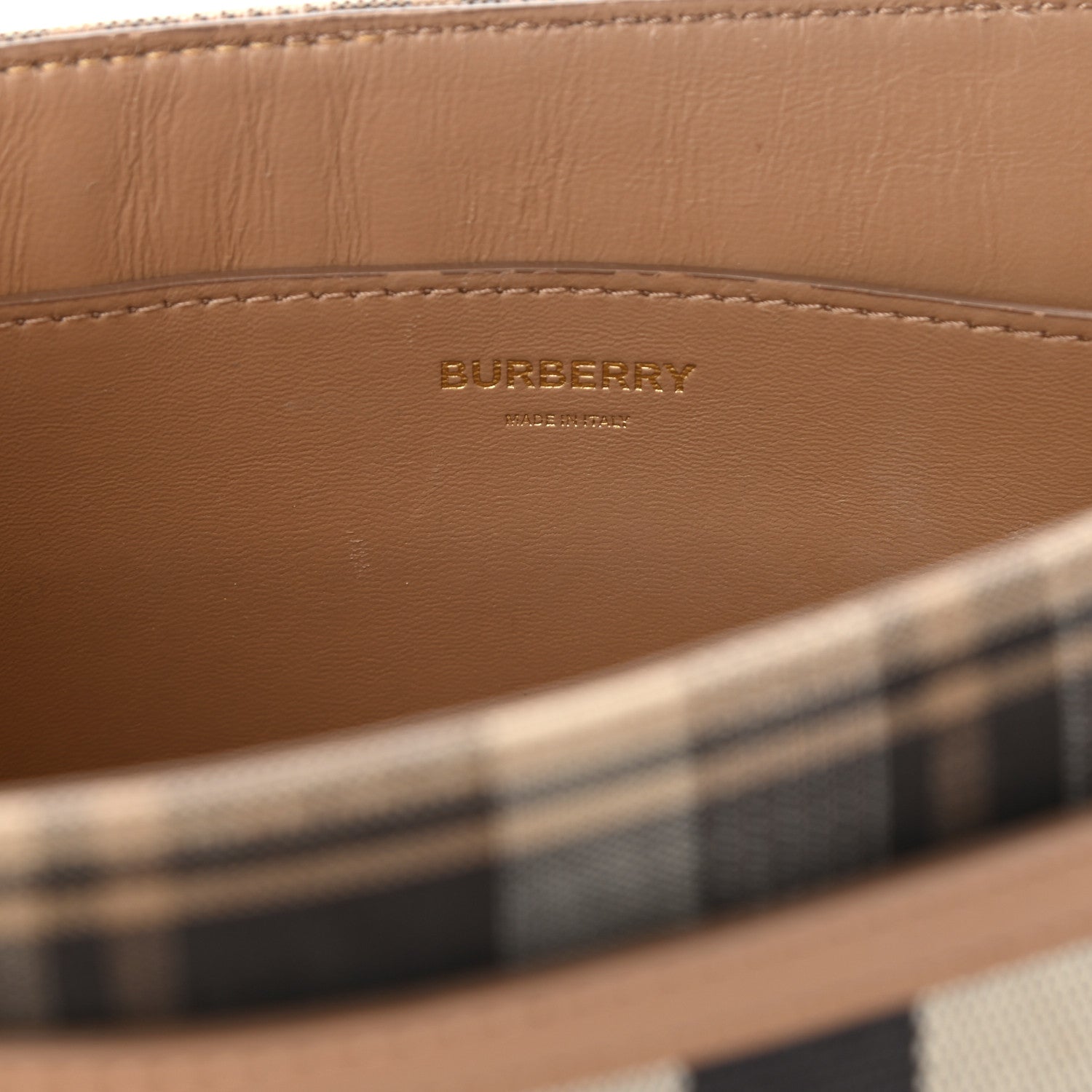 Burberry Calfskin Tartan Note Crossbody Bag Light Fawn 5 of 13
