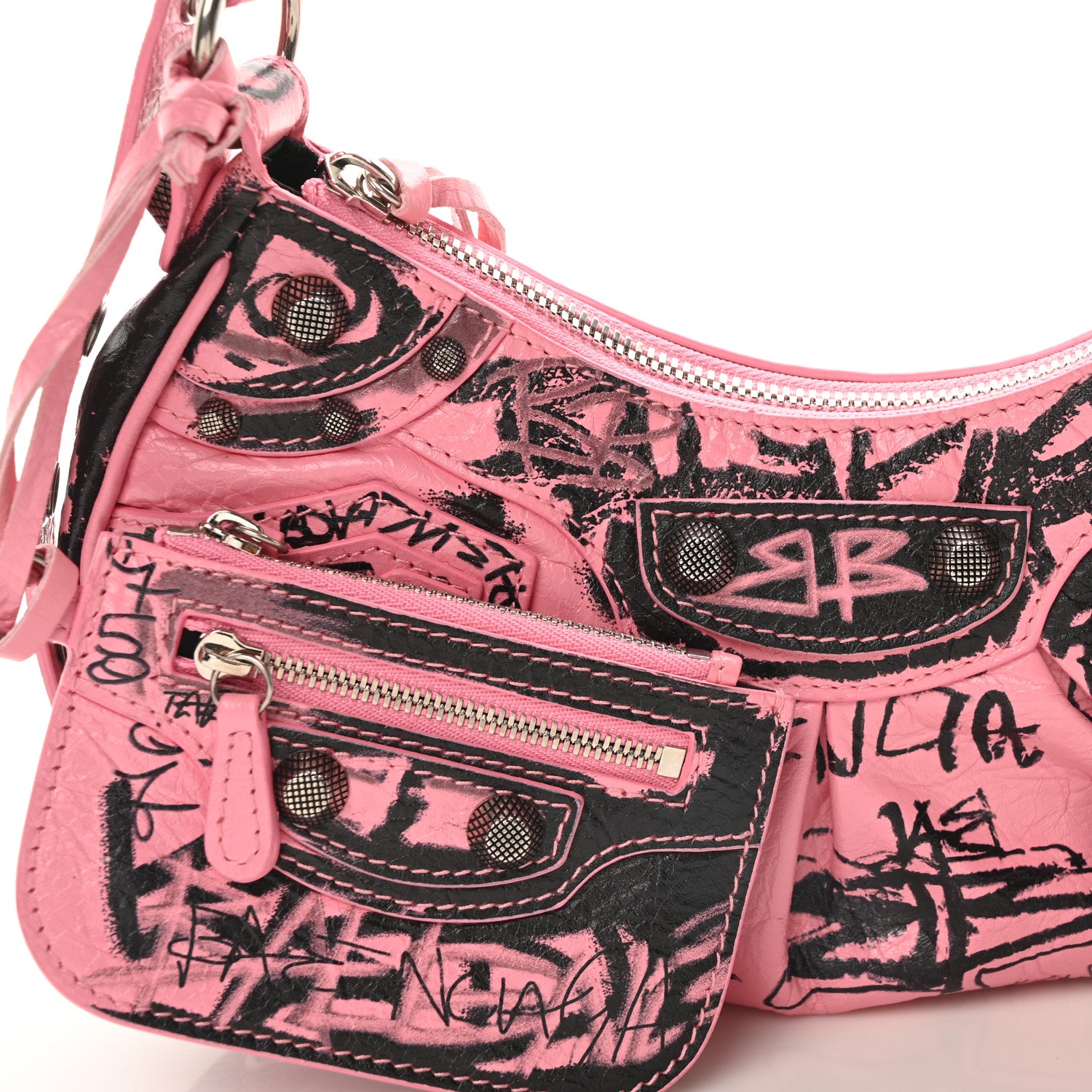 Balenciaga Agneau Arena Graffiti Le Cagole Shoulder Bag XS Sweet Pink 9 of 11