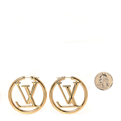 Louis Vuitton Metal Louise Hoop Earrings Gold 2 of 6