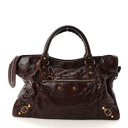 Balenciaga Agneau Classic Gold Hardware Perforated Dot City Charbon 1 of 11