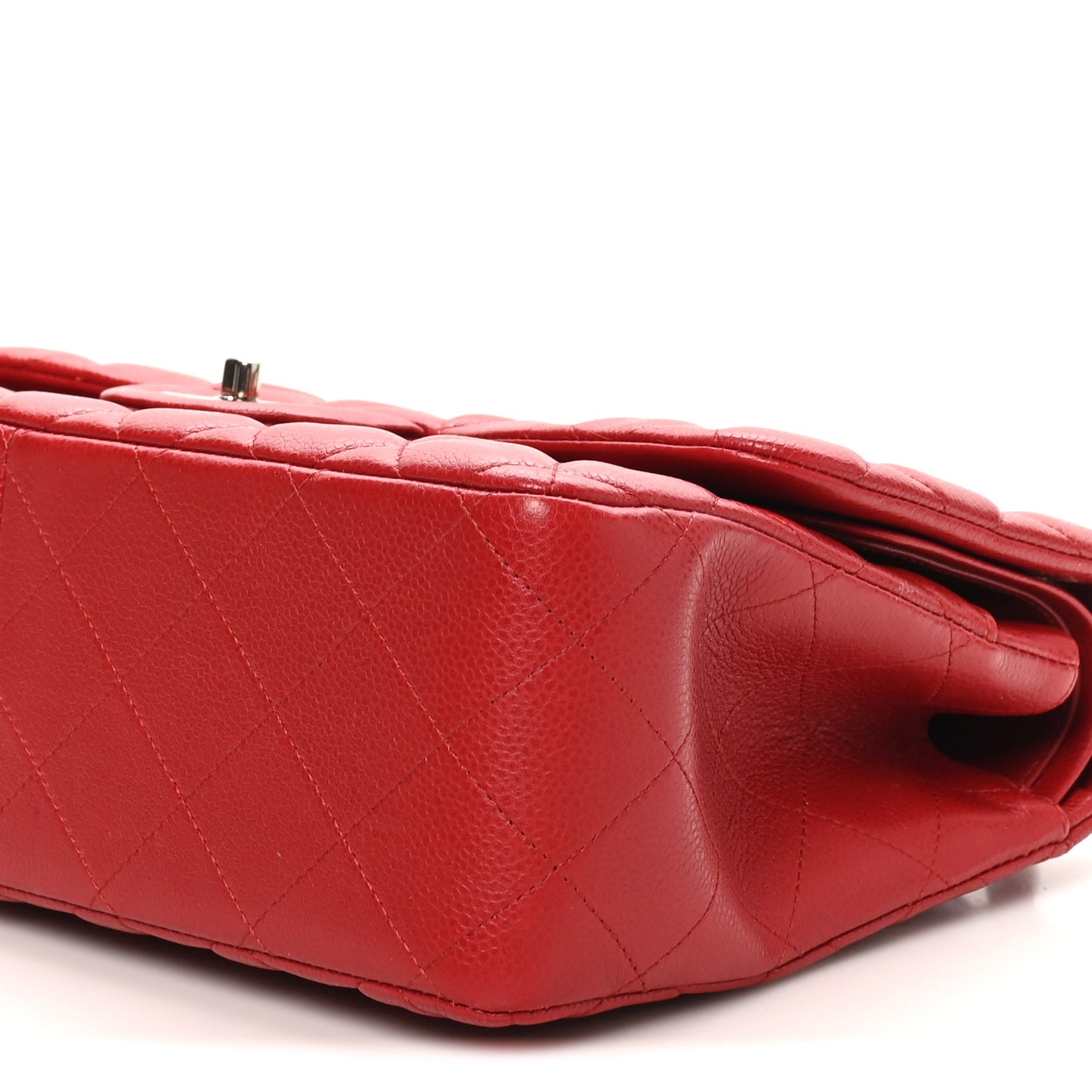 Caviar Quilted Jumbo Double Flap Dark Red