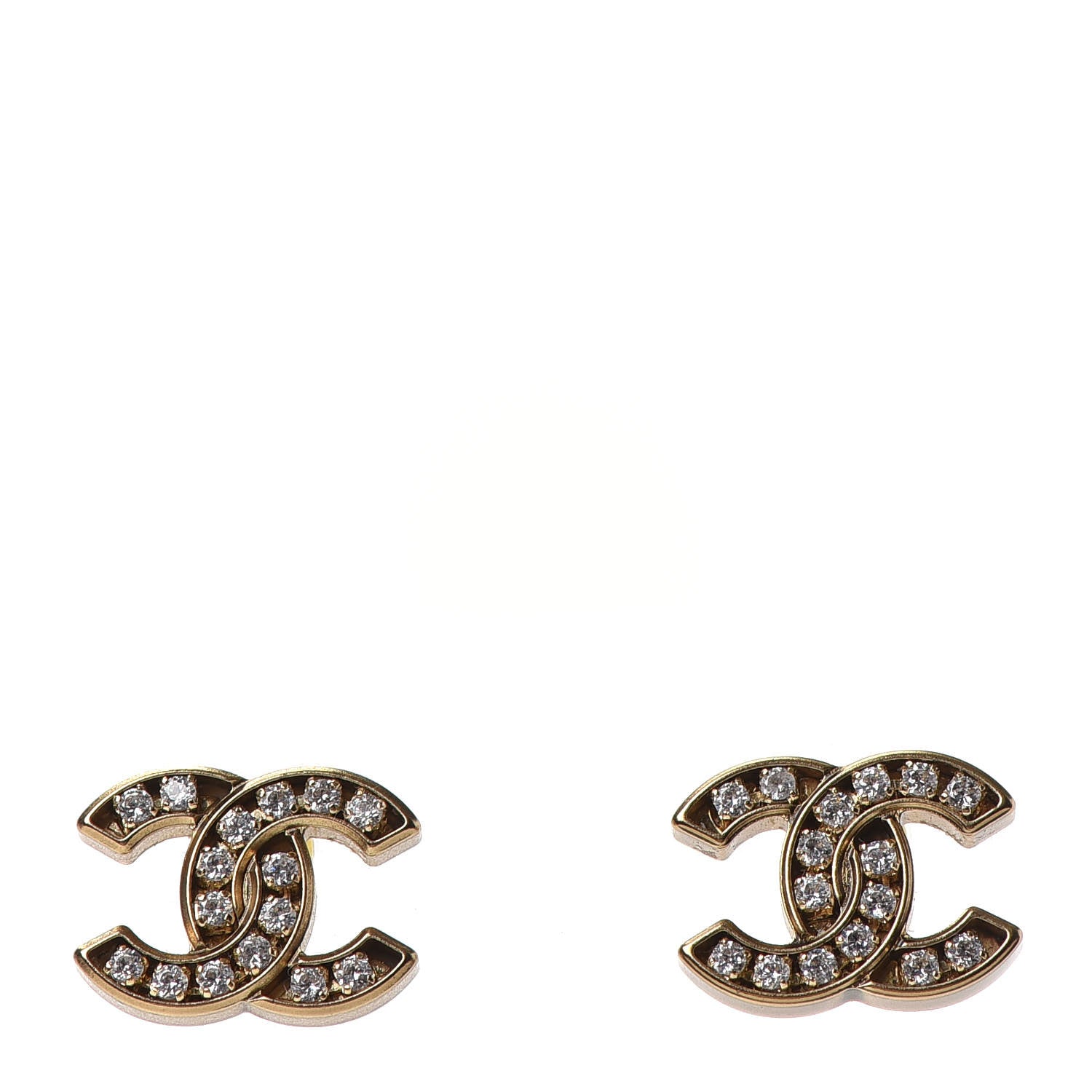 Chanel Crystal CC Earrings Gold 1 of 4