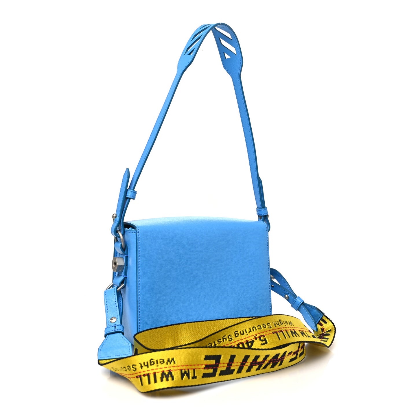 Saffiano Binder Clip Flap Shoulder Bag Light Blue