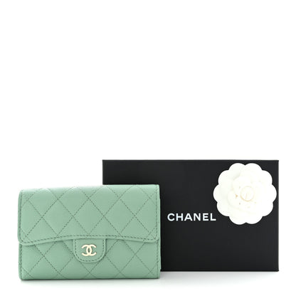 Chanel Caviar Quilted Medium Flap Wallet Light Green 10 of 10