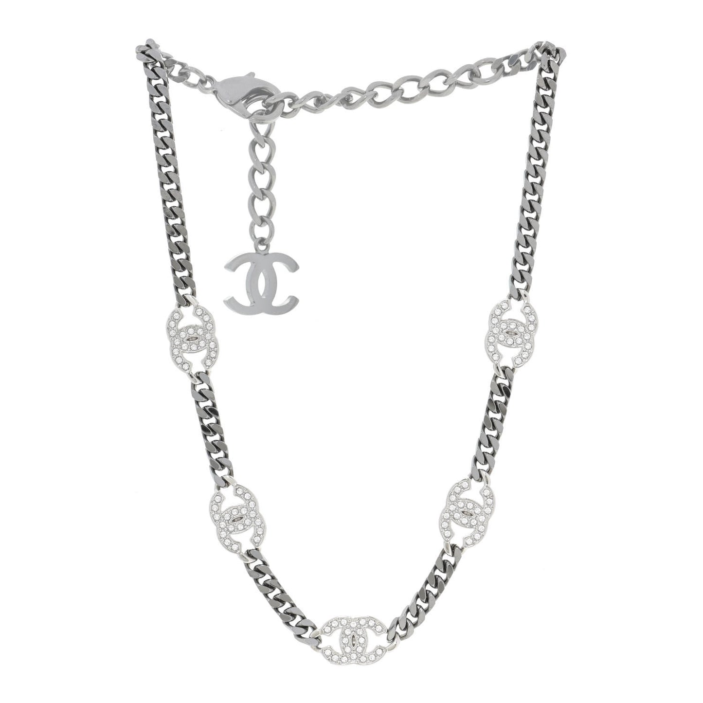 Ruthenium Crystal Chain CC Choker Silver