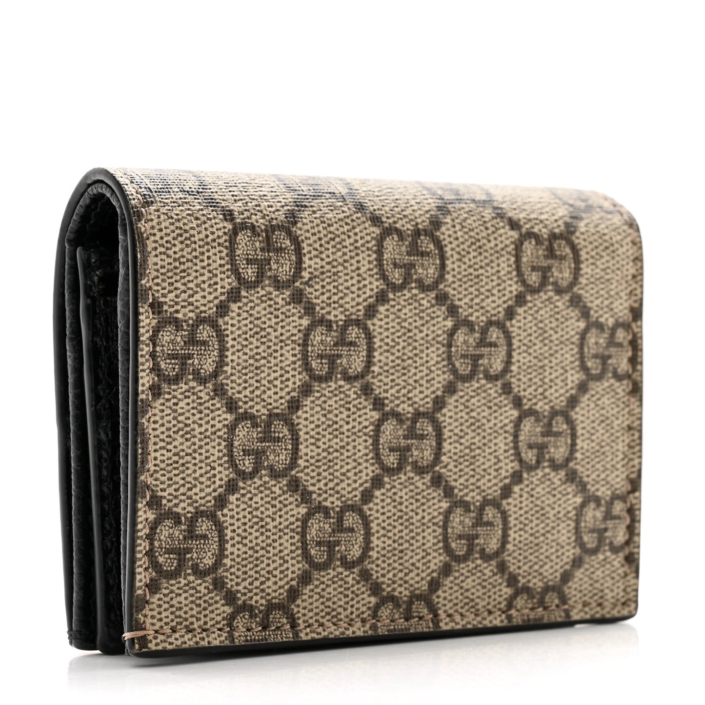Dollar Calfskin GG Supreme Monogram GG Marmont Card Case Black Beige Ebony