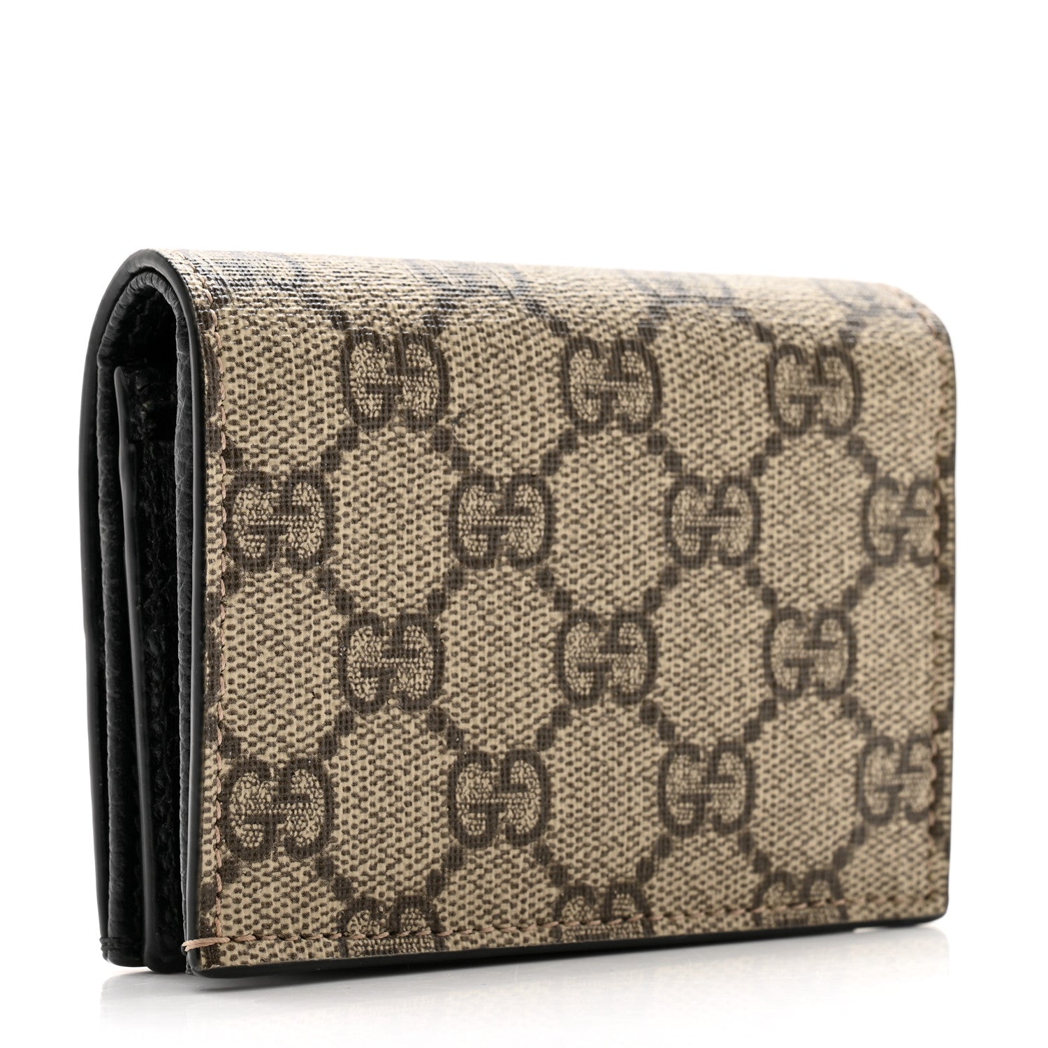 Gucci Dollar Calfskin GG Supreme Monogram GG Marmont Card Case Black Beige Ebony 3 of 10