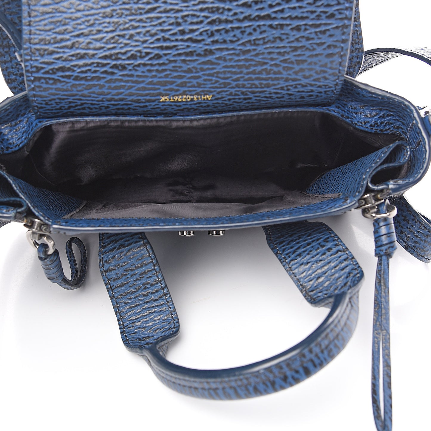 3.1 Textured Calfskin Mini Pashli Satchel Lapis Black