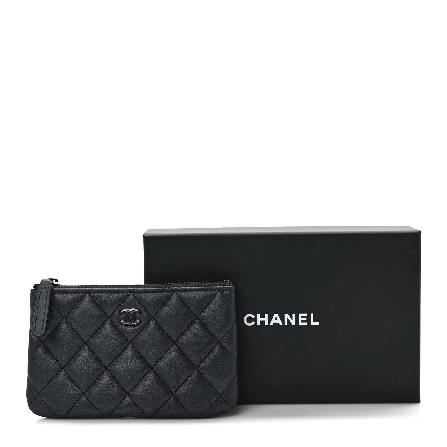 Pearly Lambskin Quilted Small Cosmetic Case So Black