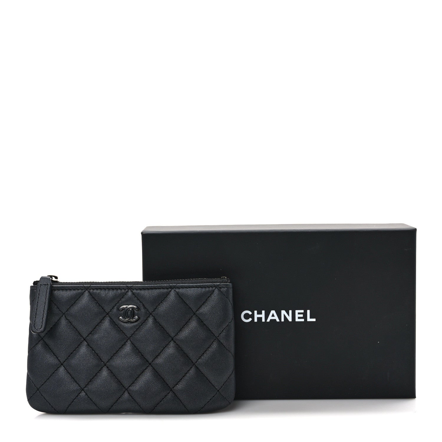 Chanel Pearly Lambskin Quilted Small Cosmetic Case So Black 8 of 8