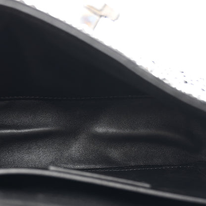 Valentino Garavani Crystal Suede Lacquer Monochrome Medium Roman Stud Shoulder Bag Black 5 of 9