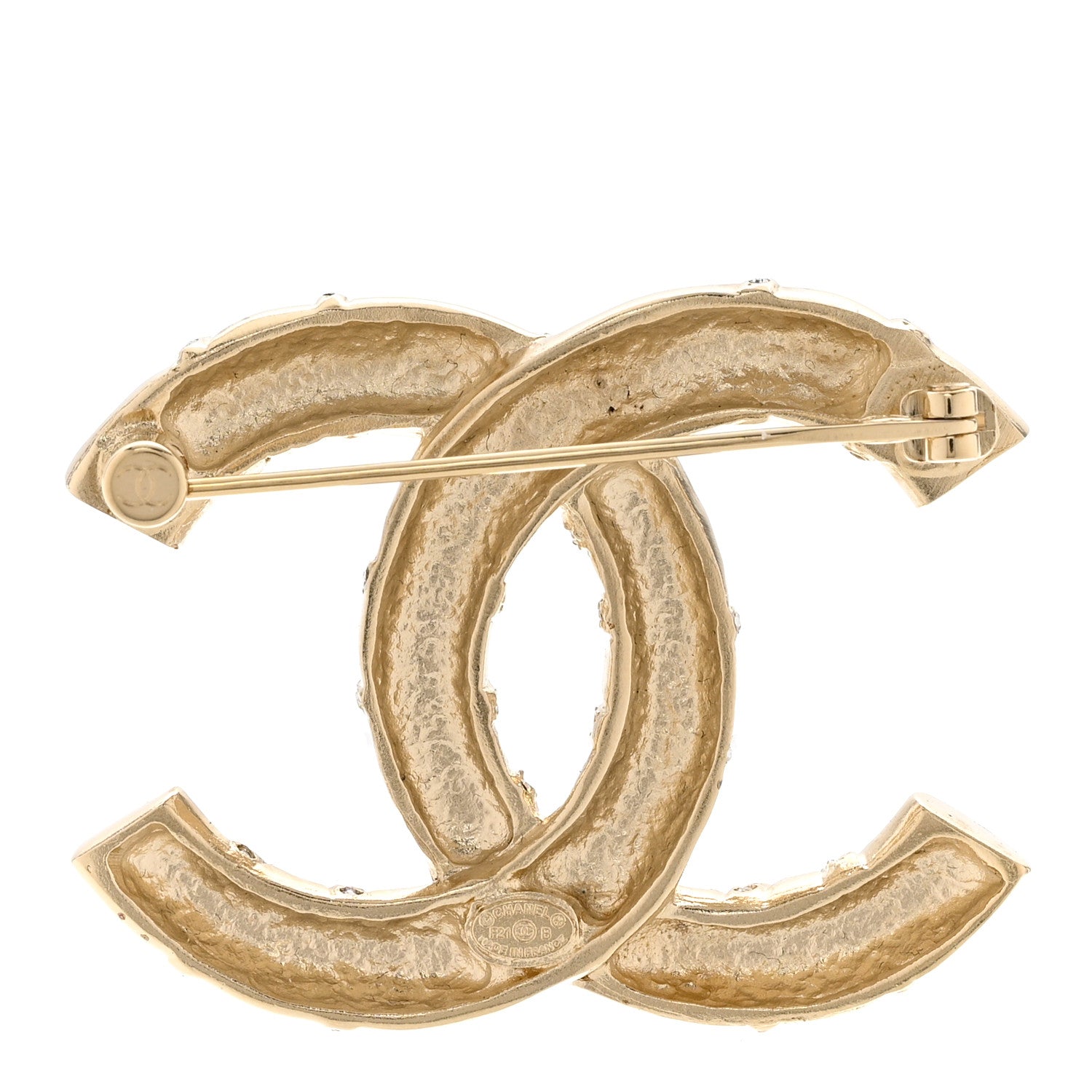 Chanel Crystal CC Logo Brooch Gold 3 of 5