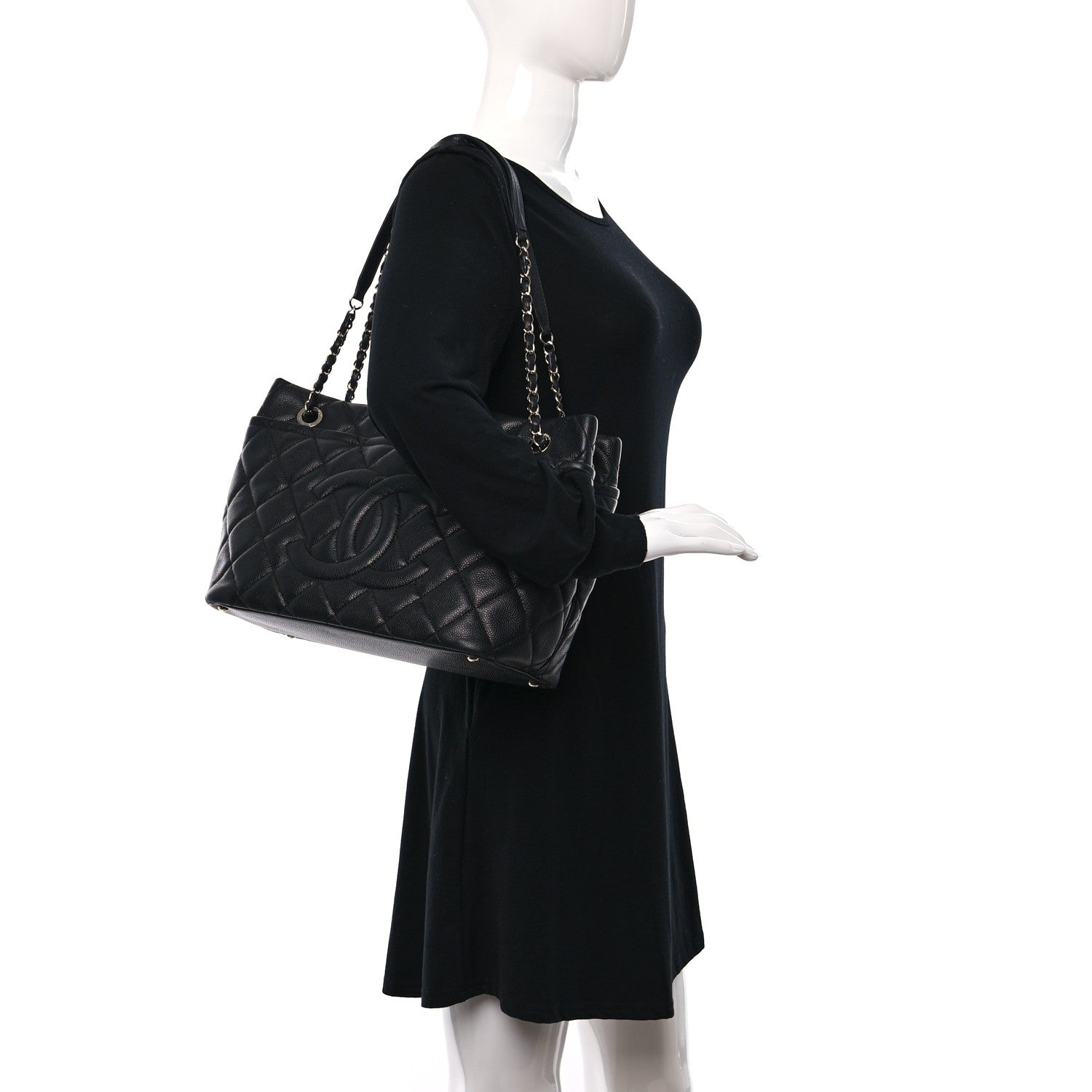 Chanel Caviar Quilted CC Timeless Soft Tote Black 2 of 9