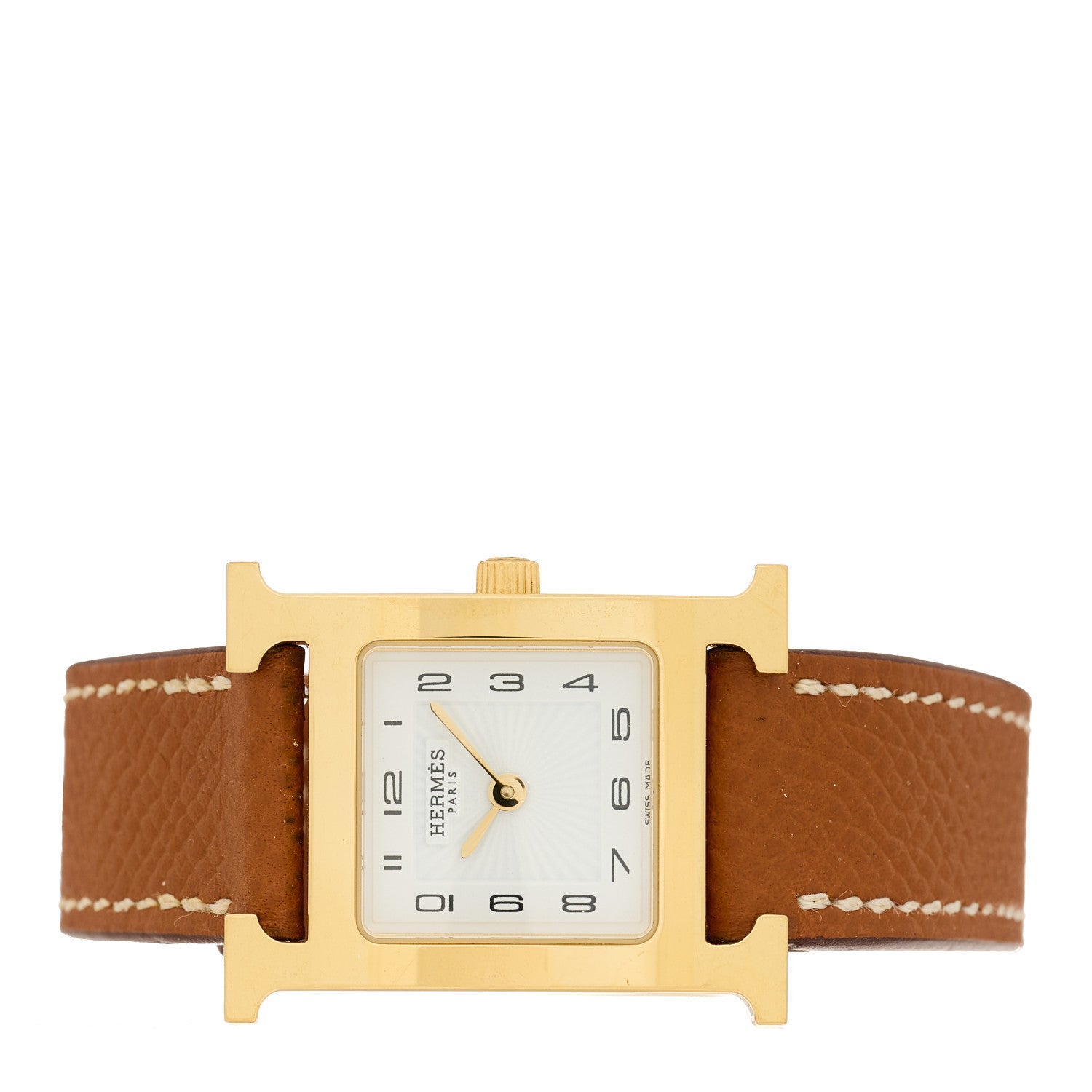 Hermes Stainless Steel Epsom 21mm Heure H Hour Quartz Watch Gold 2 of 4