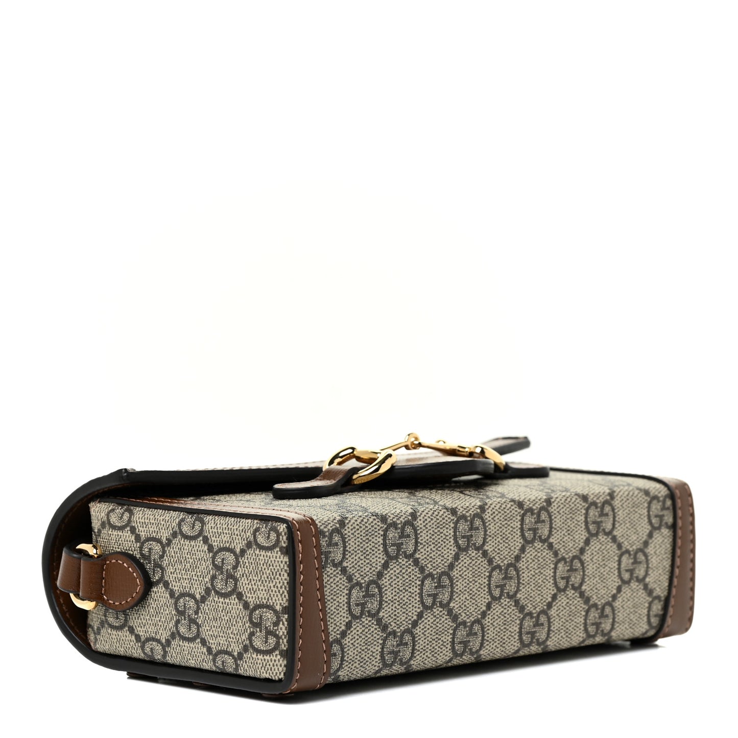 GG Supreme Monogram Mini Horsebit 1955 Shoulder Bag Beige Brown Sugar
