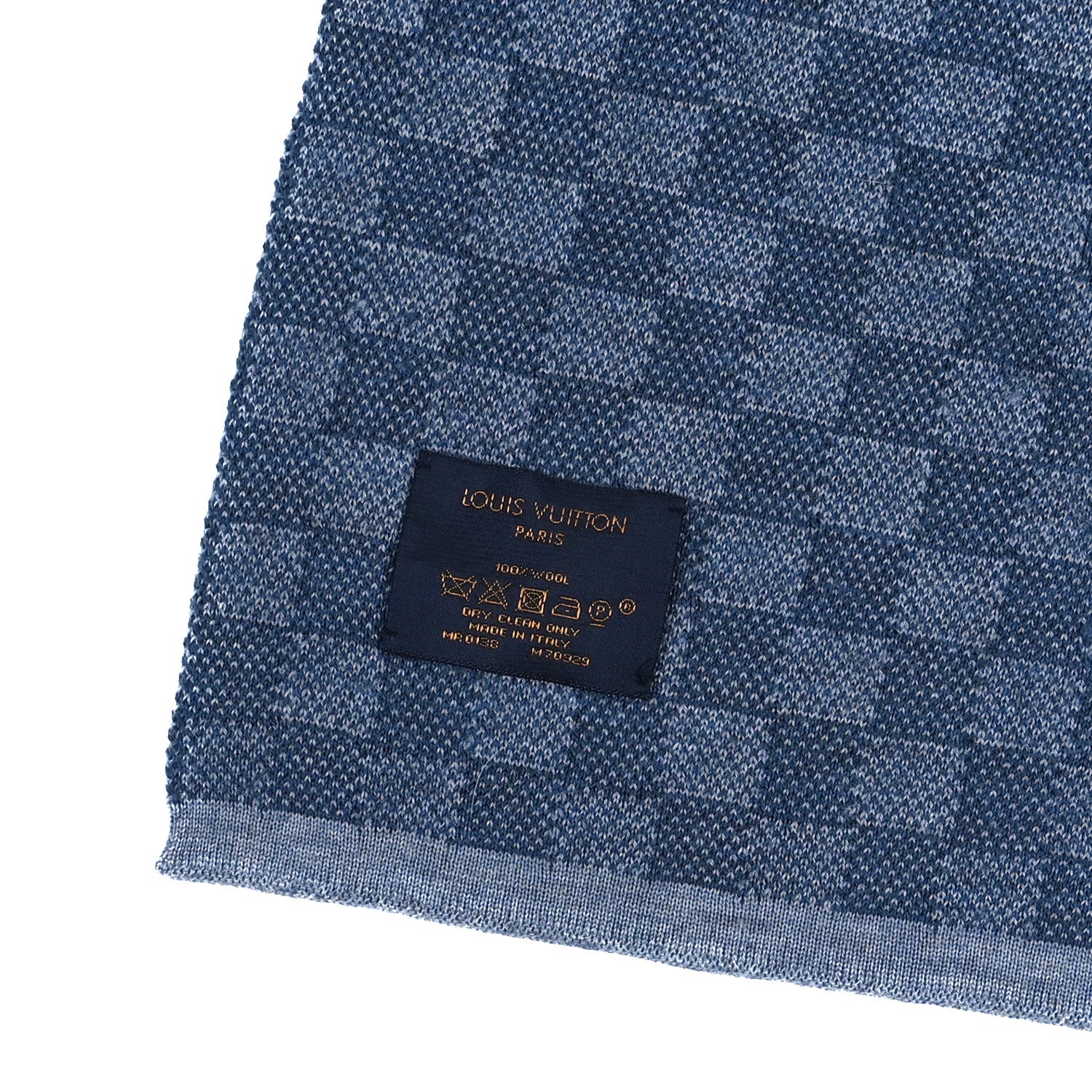 Louis Vuitton Wool Petit Damier Graphite Scarf Light Blue 3 of 3