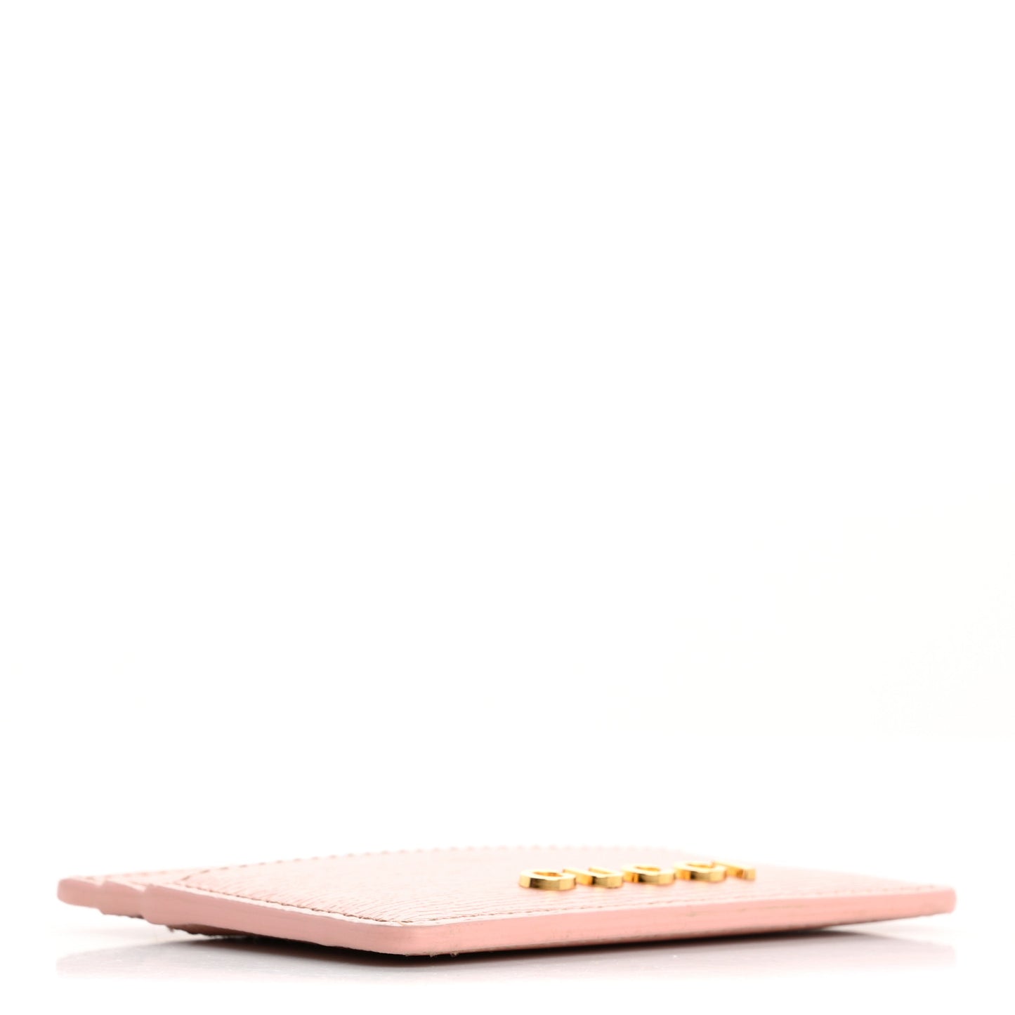 Calfskin Script Card Holder Light Pink